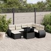 vidaXL 8 Piece Garden Sofa Set with Cushions Black Poly Rattan
