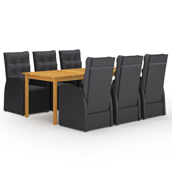 vidaXL 7 Piece Garden Dining Set Black