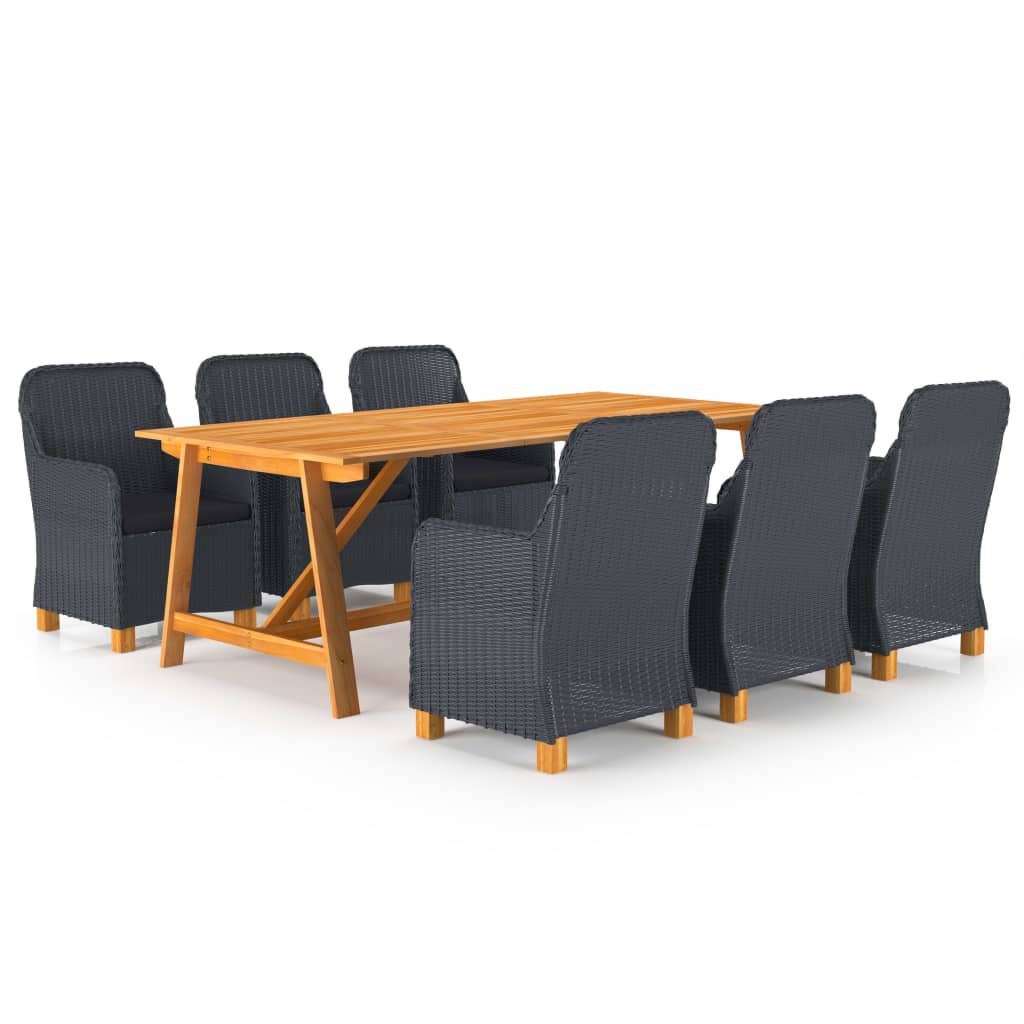 vidaXL 7 Piece Garden Dining Set Dark Grey