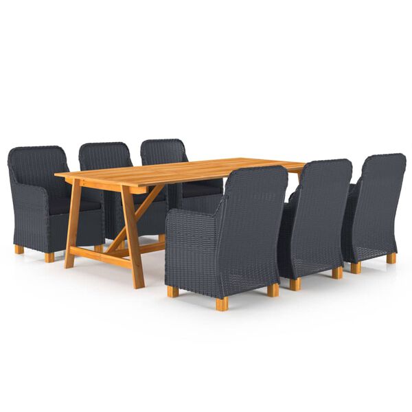 vidaXL 7 Piece Garden Dining Set Dark Grey
