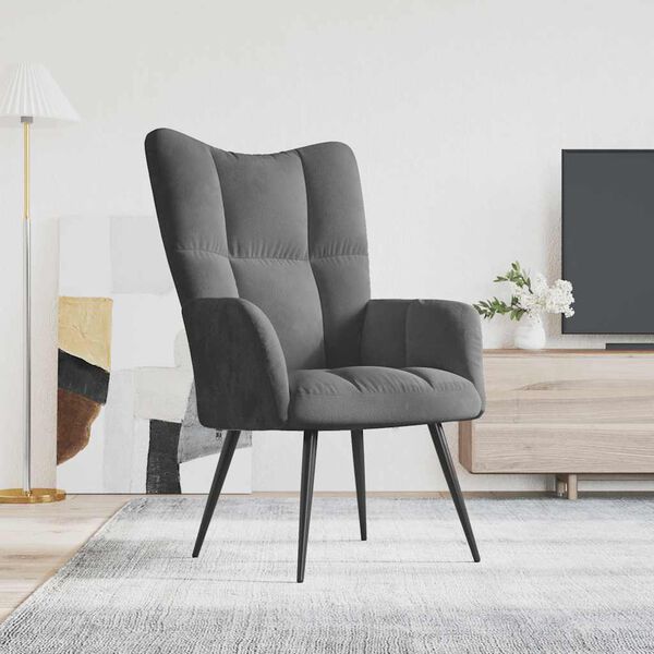 vidaXL Relaxing Chair Dark Grey Velvet