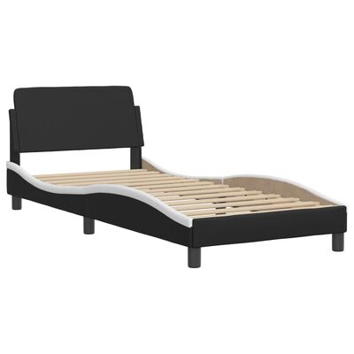 vidaXL Bed Frame without Mattress Black and White 100x190 cm Faux Leather