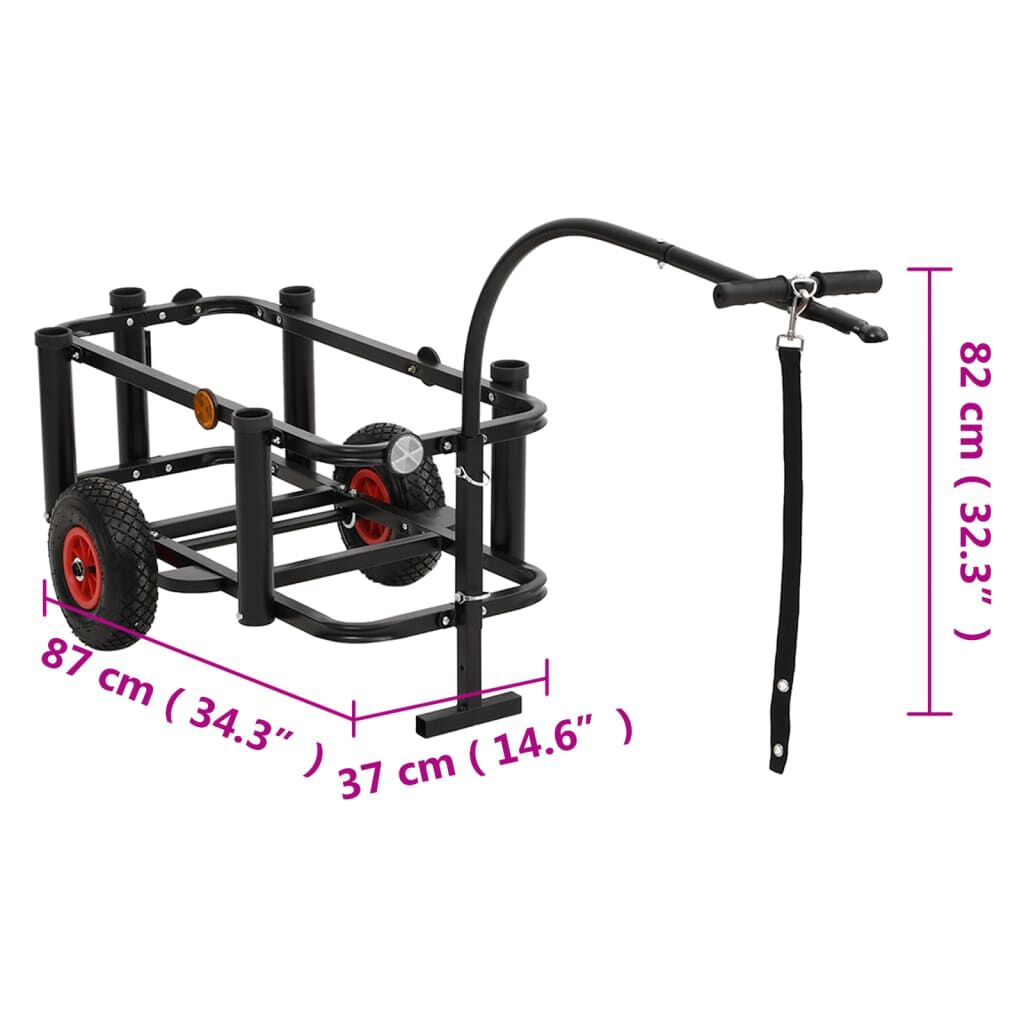 vidaXL Fishing Trolley Black Steel