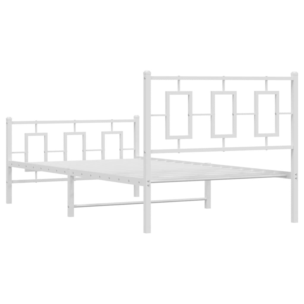 vidaXL Metal Bed Frame without Mattress with Footboard White 100x200cm