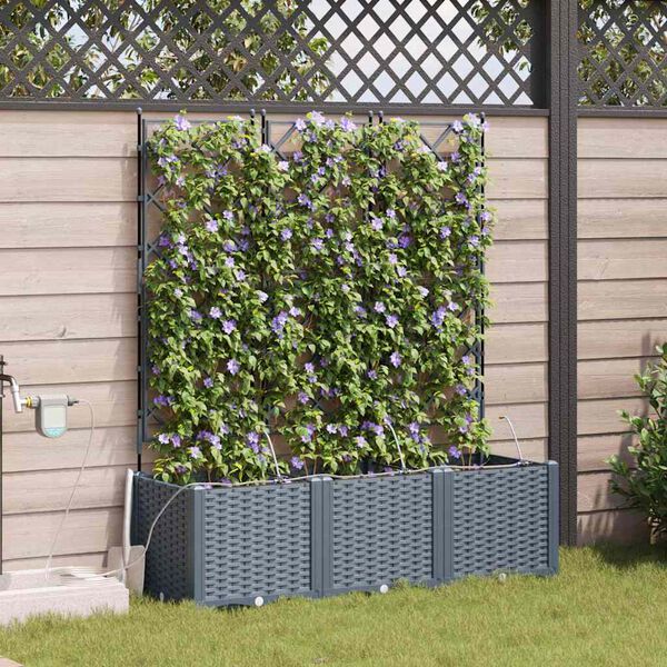 vidaXL Garden Planter 3 pcs LiGht Grey Plastic
