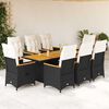 vidaXL 9 Piece Garden Dining Set with Cushions Black Poly Rattan