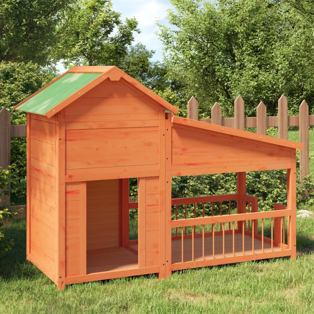 vidaXL Dog Kennel Brown 143x60.5x109 cm Solid Wood Pine