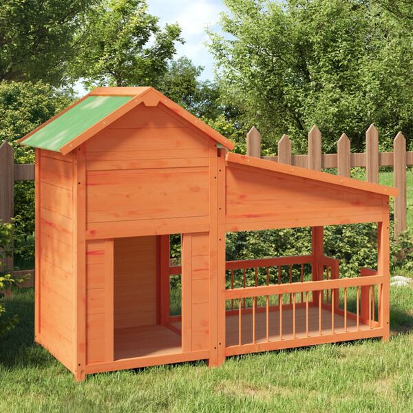 vidaXL Dog Kennel Brown 143x60.5x109 cm Solid Wood Pine