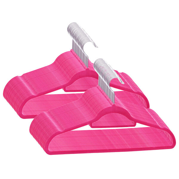 vidaXL 50 pcs Clothes Hanger Set Anti-slip Pink Velvet