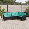 vidaXL Garden Sofa with Cushions L-Shaped Black Poly Rattan