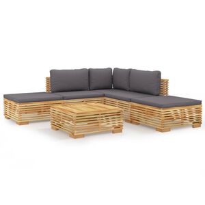 vidaXL 6 Piece Garden Lounge Set with Cushions Solid Wood Teak
