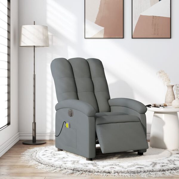vidaXL Electric Massage Recliner Chair Dark Grey Fabric