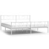 vidaXL Metal Bed Frame without Mattress with Footboard White 193x203cm