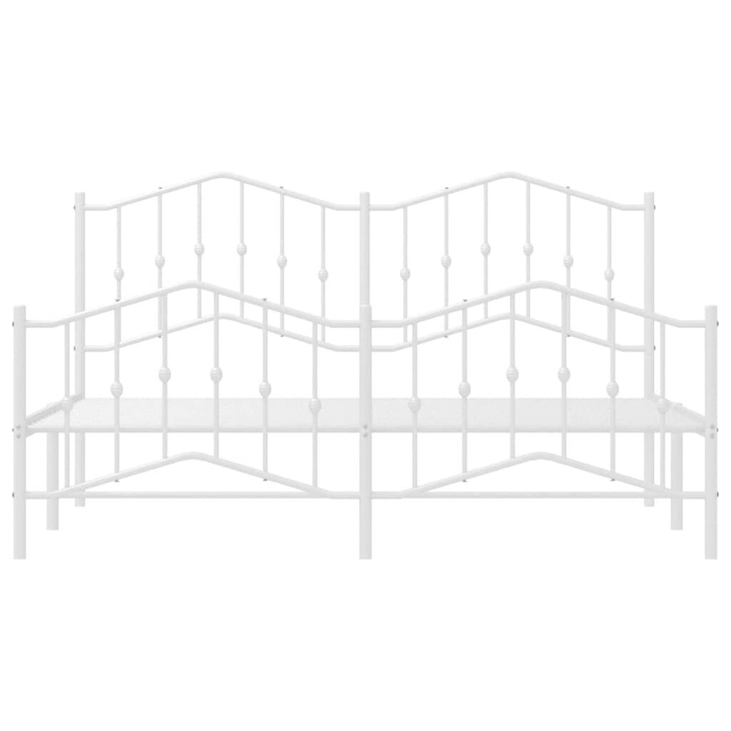 vidaXL Metal Bed Frame without Mattress with Footboard White 183x213cm