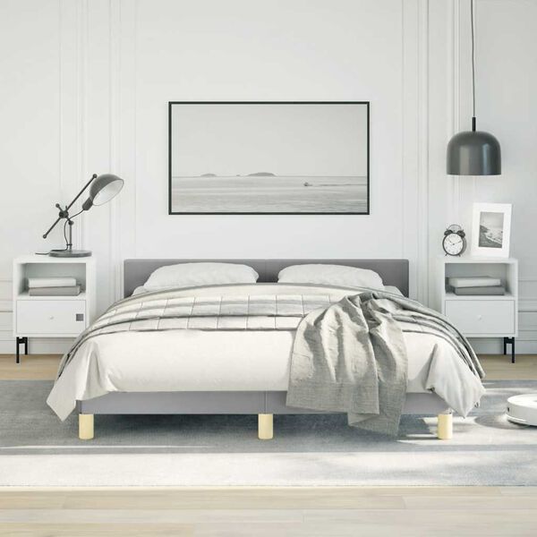 vidaXL Bed Frame without Mattress Light Grey Full Fabric