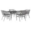vidaXL 5 Piece Garden Dining Set with Cushions Grey Poly Rattan Glass