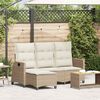 vidaXL Reclining Garden Sofa with Cushions L-shaped Beige Poly Rattan