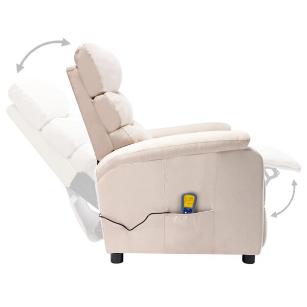 vidaXL Electric Massage Chair Cream Fabric