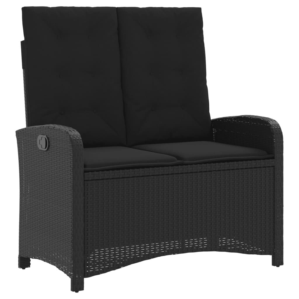 vidaXL 2 Piece Garden Dining Set with Cushions Black Poly Rattan