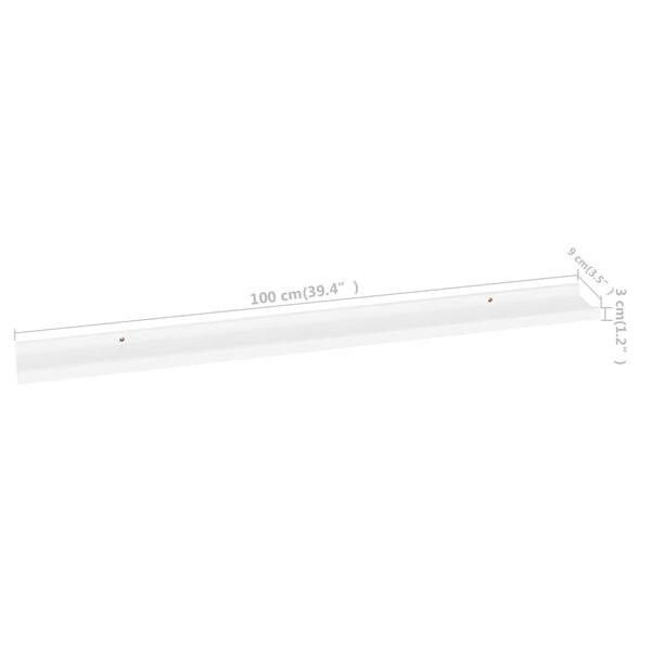 vidaXL Wall Shelves 2 pcs White 100x9x3 cm