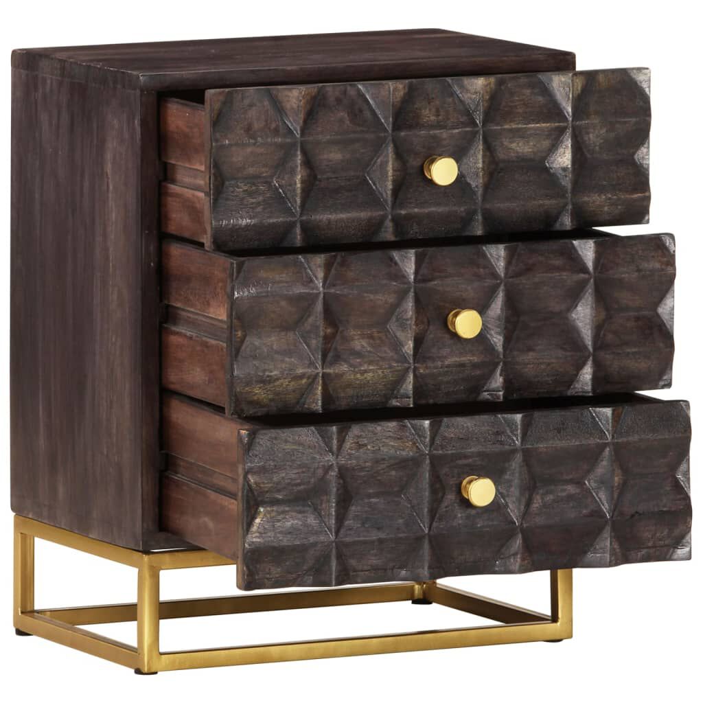 vidaXL Bed Cabinet Black 40x30x50 cm Solid Mango Wood