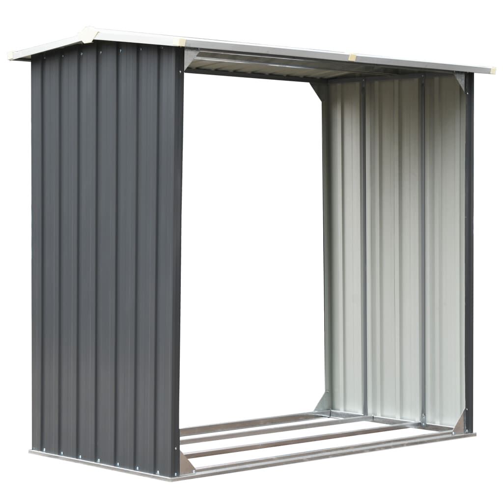 vidaXL Garden Log Storage Shed Galvanised Steel 172x91x154 cm Grey