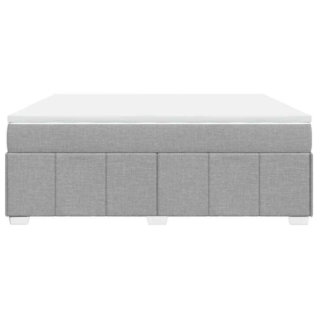 vidaXL Box Spring Bed with Mattress Light Grey California King Fabric