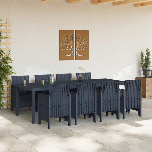 vidaXL Garden Dining Set 9 pcs Anthracite Polypropylene