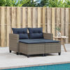 vidaXL Garden Sofa 2-Seater with Stools Grey Poly Rattan