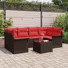 vidaXL Garden Sofa Set with Cushion 7 pcs Brown Poly Rattan