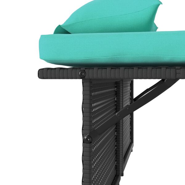 vidaXL Reclining Garden Bench with Cushions Black Poly Rattan