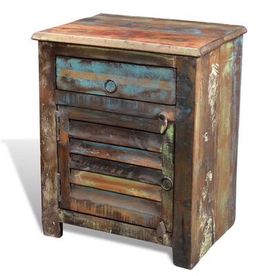 vidaXL End Table with 1 Drawer 1 Door Reclaimed Wood