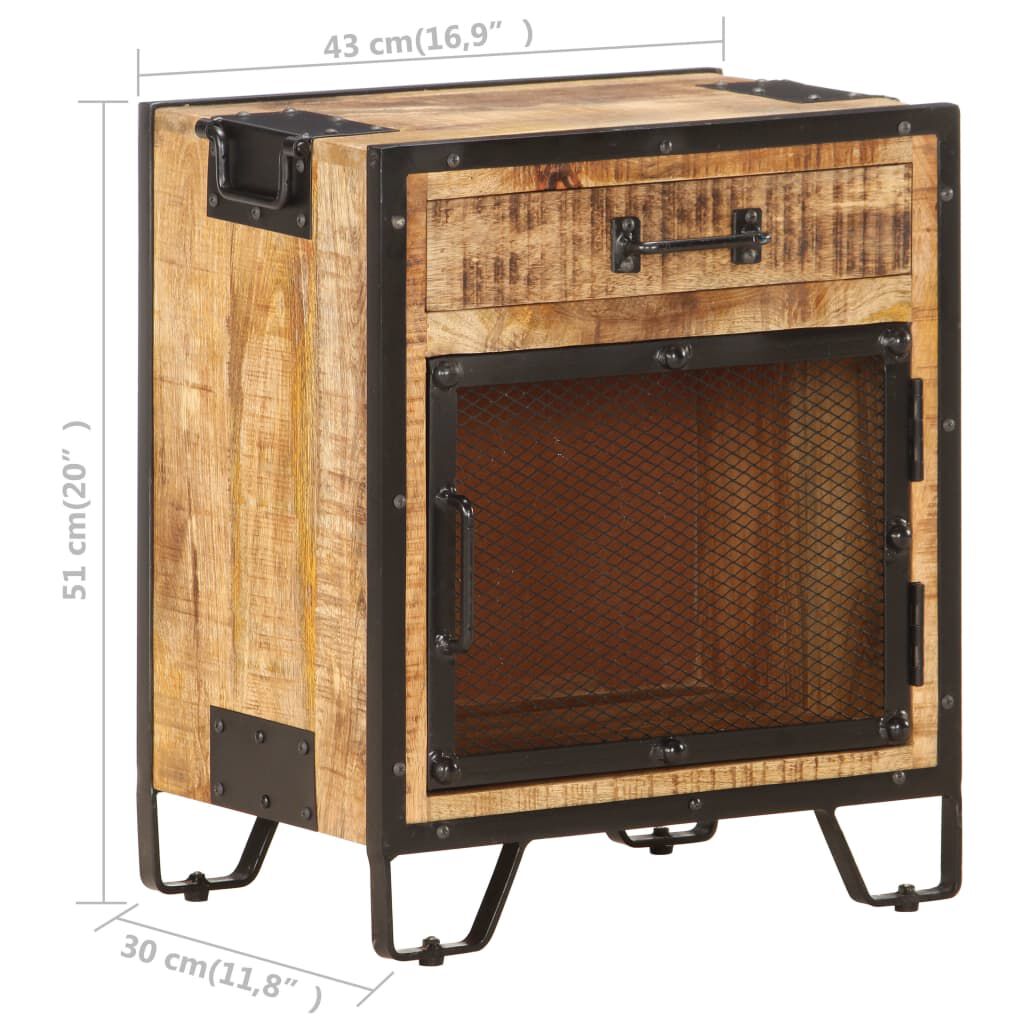 vidaXL Bedside Cabinet 43x30x51 cm Solid Rough Mango Wood