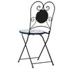 vidaXL Bistro Chairs Foldable 2 pcs Blue and White Ceramic