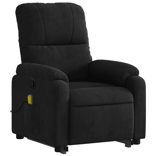 vidaXL Stand up Massage Recliner Chair Black Microfibre Fabric