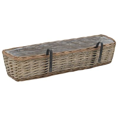 vidaXL Balcony Planter 2 pcs Wicker with PE Lining 80 cm