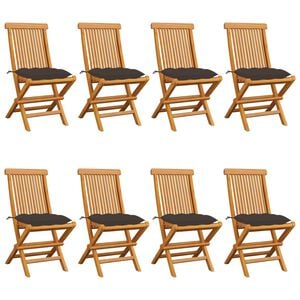 vidaXL Garden Chairs with Taupe Cushions 8 pcs Solid Teak Wood