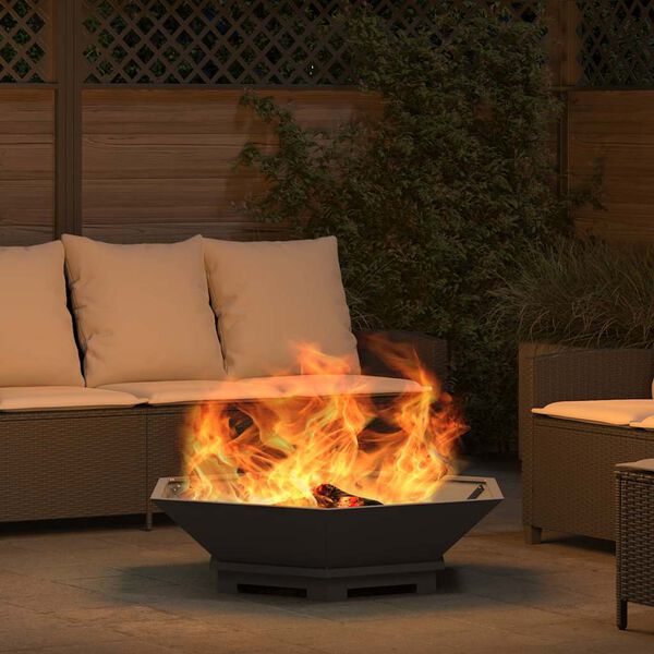 vidaXL Fire Pit Black 100 x 100 x 28 cm Steel