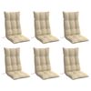 vidaXL Highback Chair Cushions 6 pcs Beige Oxford Fabric