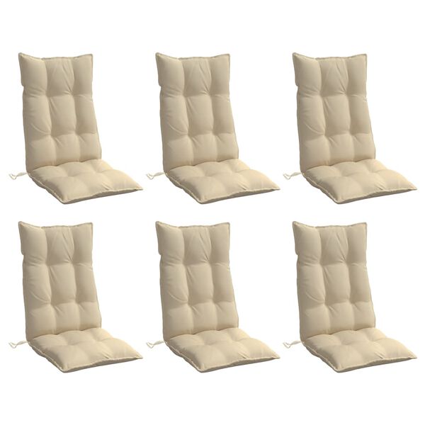 vidaXL Highback Chair Cushions 6 pcs Beige Oxford Fabric