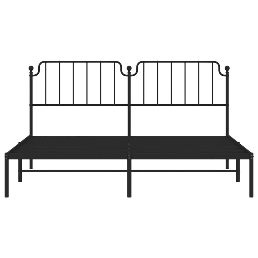 vidaXL Metal Bed Frame without Mattress with Headboard Black 183x213cm