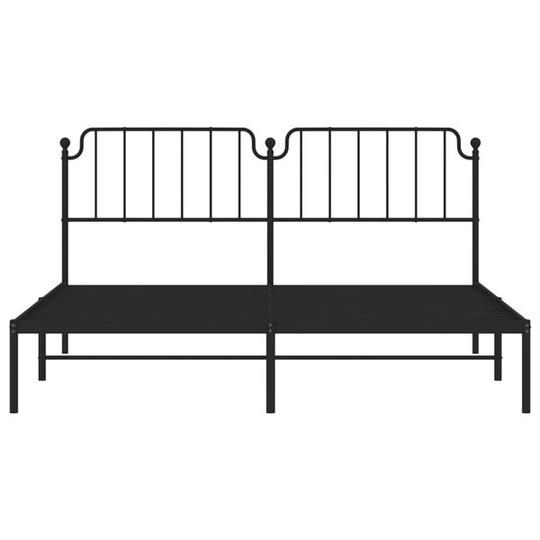 vidaXL Metal Bed Frame without Mattress with Headboard Black 183x213cm
