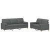 vidaXL 2 Piece Sofa Set with Pillows Dark Grey Fabric