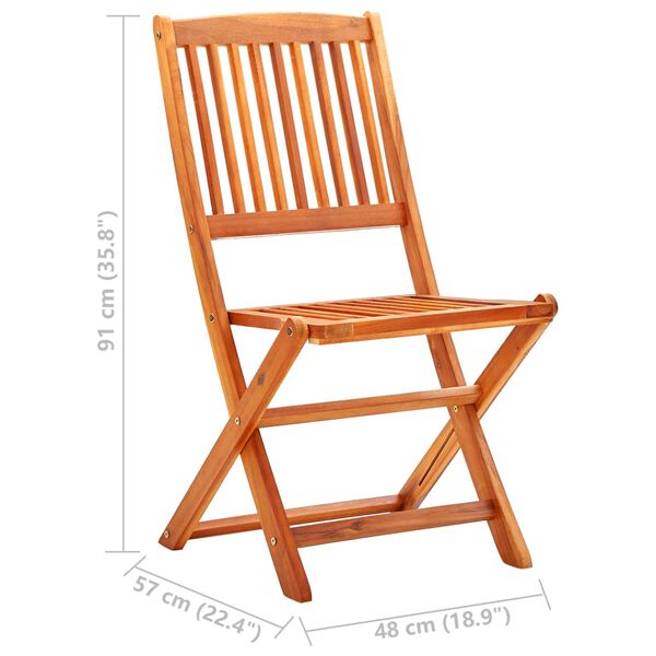 vidaXL 3 Piece Folding Outdoor Dining Set Solid Eucalyptus Wood