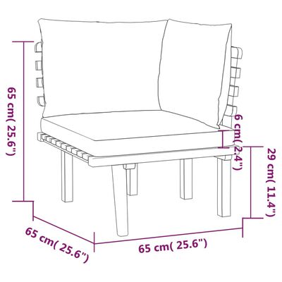 vidaXL 6 Piece Garden Lounge Set with Cushions Solid Wood Acacia