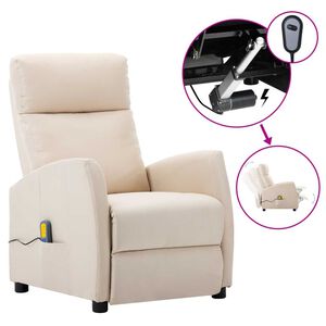 vidaXL Electric Massage Chair Cream Fabric