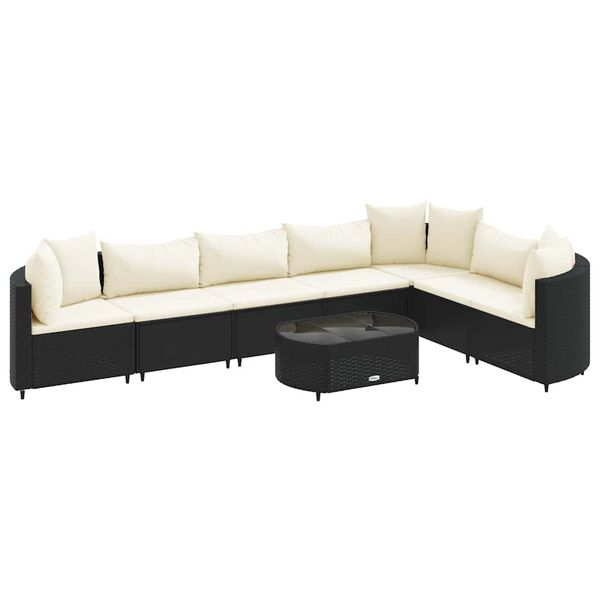 vidaXL 8 Piece Garden Sofa Set with Cushions Black Poly Rattan