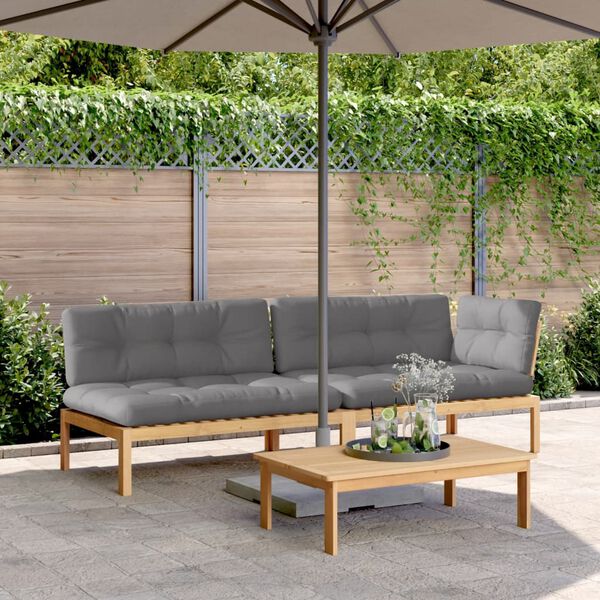 vidaXL 3 Piece Garden Pallet Sofa Set with Cushions Solid Wood Acacia