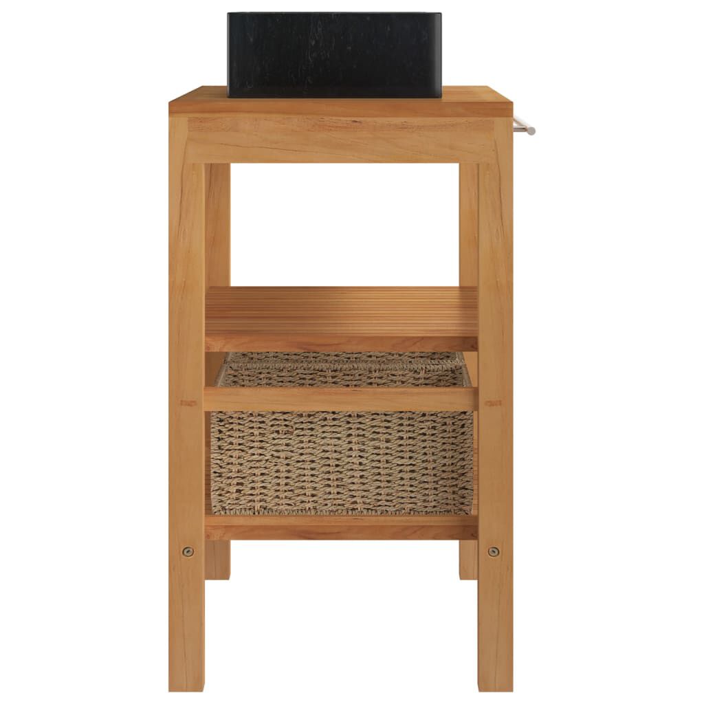 vidaXL Bathroom Vanity Cabinet Solid Teak with Sink Marble Black