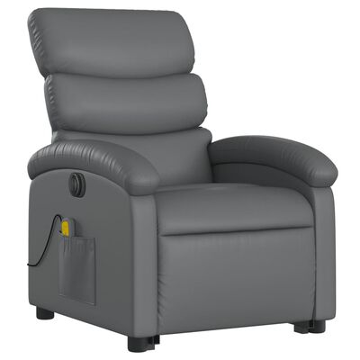 vidaXL Electric Stand up Massage Recliner Chair Grey Faux Leather